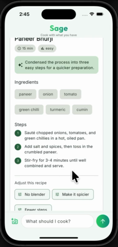 Adapted recipe with a note